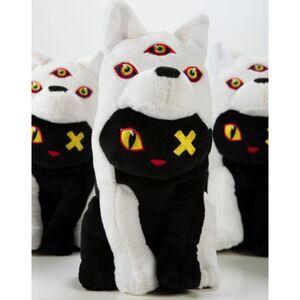 Meow Wolf 1 Eye Black Cat Fusion with 3 Eye White Wolf Plush Stuffed Animal